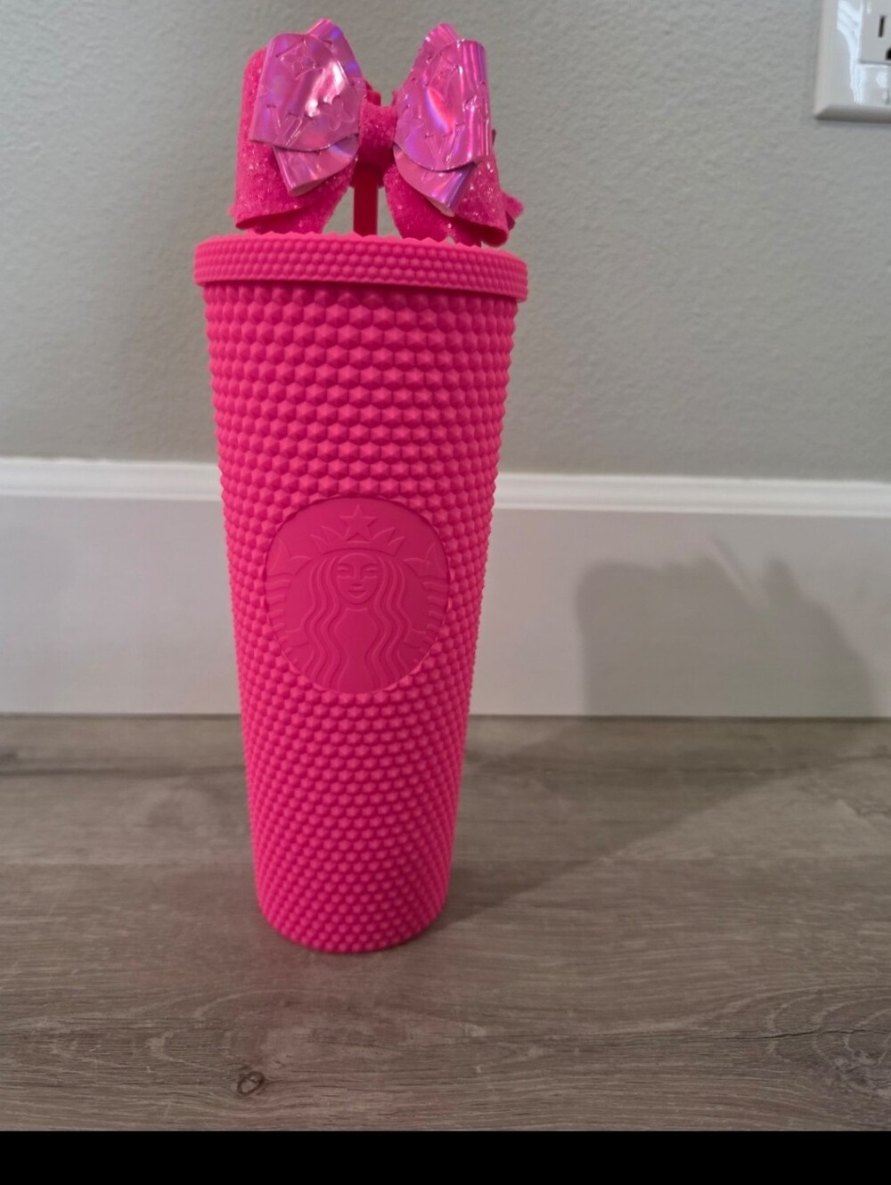 NEW Starbucks Venti China Overseas Barbie Pink Studded Tumbler Cup with Bow